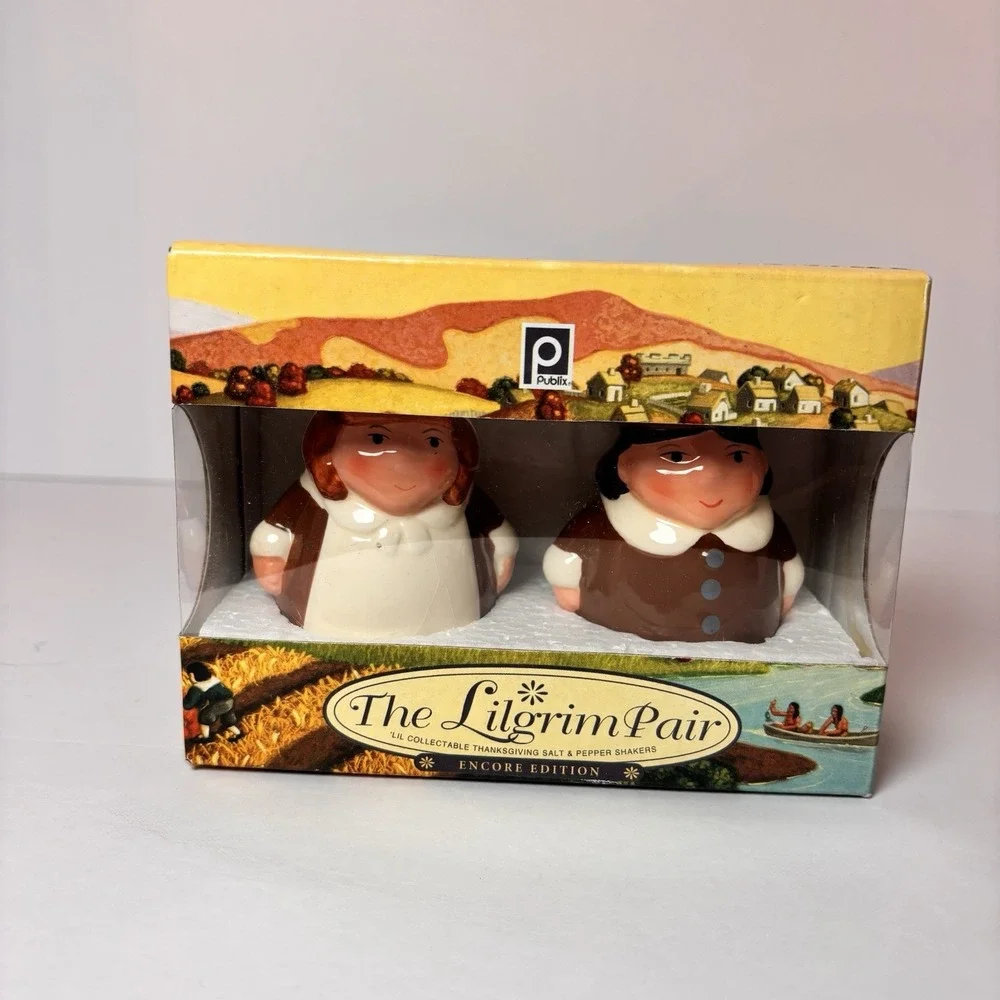 Publix The PilgrimPair Salt Pepper Shakers Thanksgiving Encore Boxed Holiday
